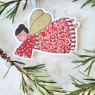 Red Christmas Fairy Tree Ornament