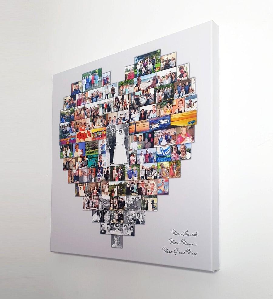 Heart Shape Collage Personalised Gift  Print - up to 150 Photos - Premium 
