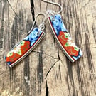 Handmade one of a kind Vintage crockery ceramic earrings.