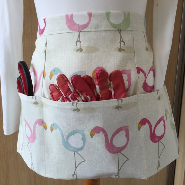 Flamingo Gardening Apron, Craft Apron, Handmade in the UK
