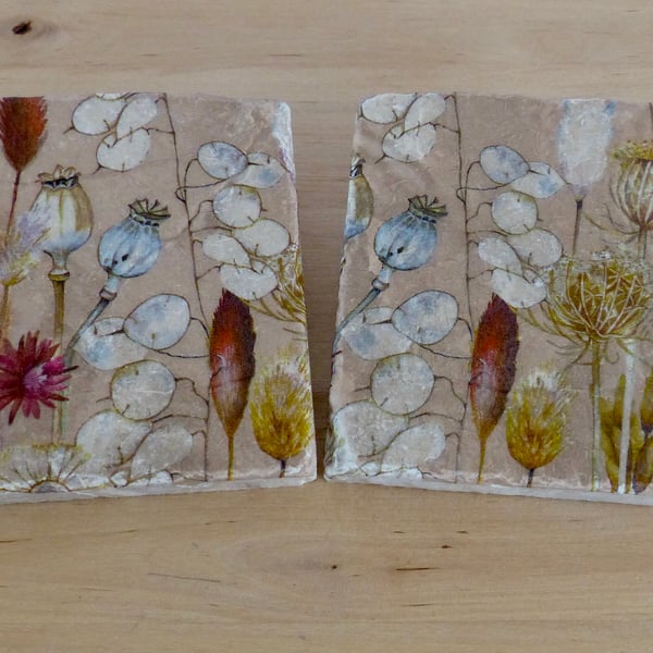 Marble 'Seedhead & Grasses' Coasters