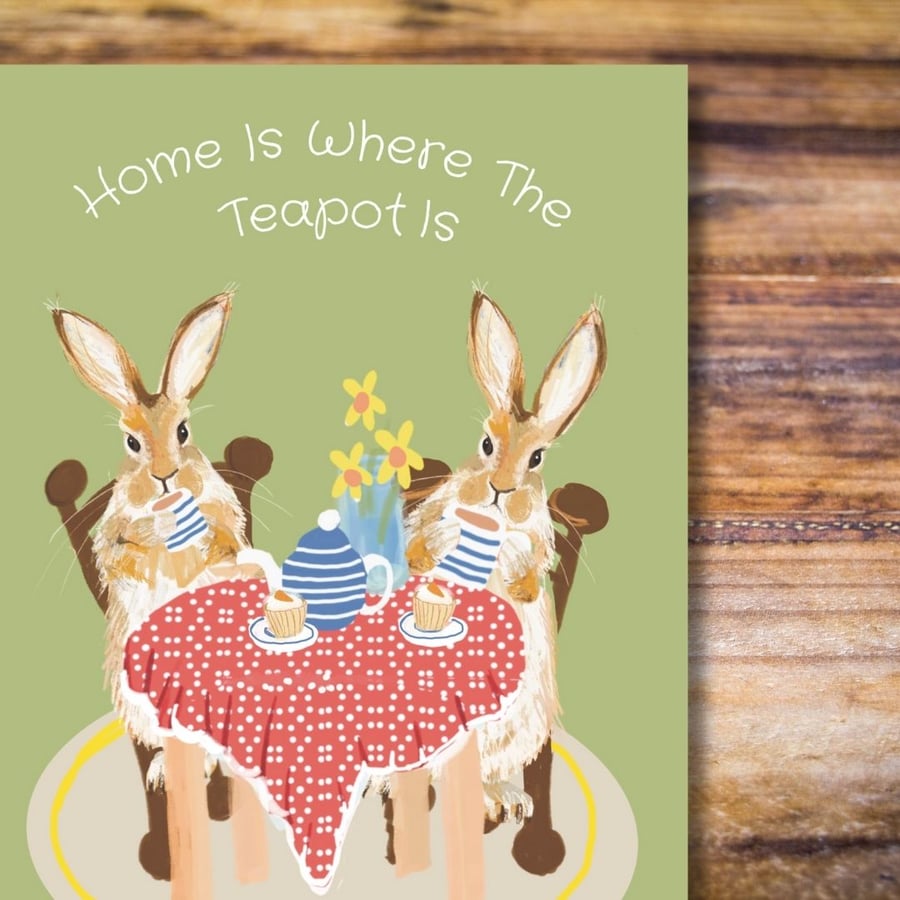 New home moving cute new home hare card