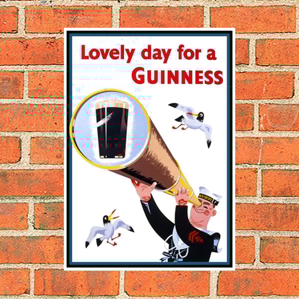 Guinness metal sign. Sailor and Telescope. Suitable for Pubs, Bar and Mancaves
