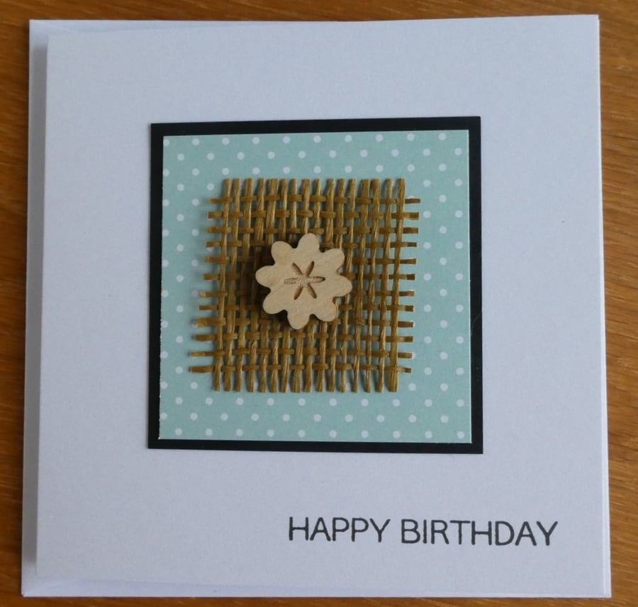 Wooden Flower Birthday Card - Pastel Green