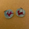 Fused glass reindeer earrings