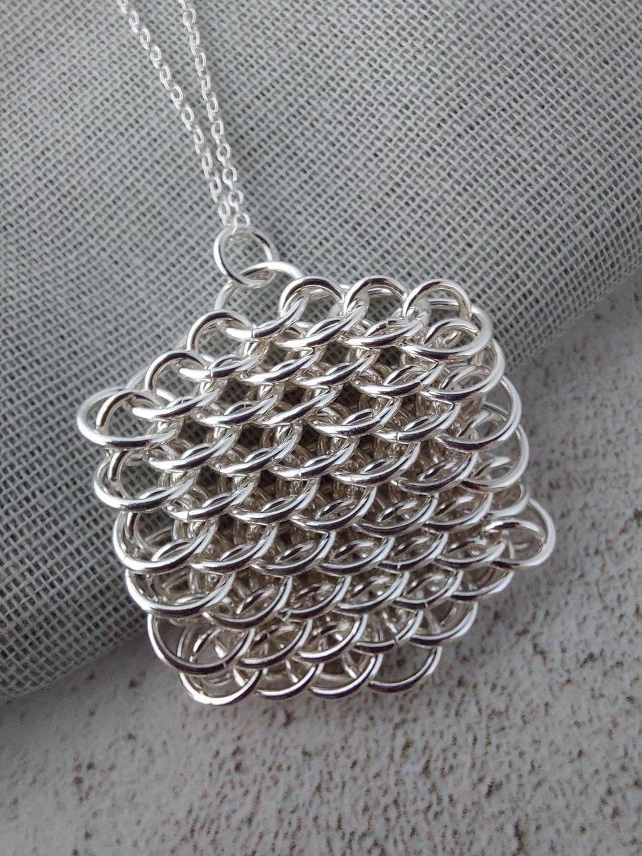 Sterling Silver Dragonscale Chainmaille Pendant