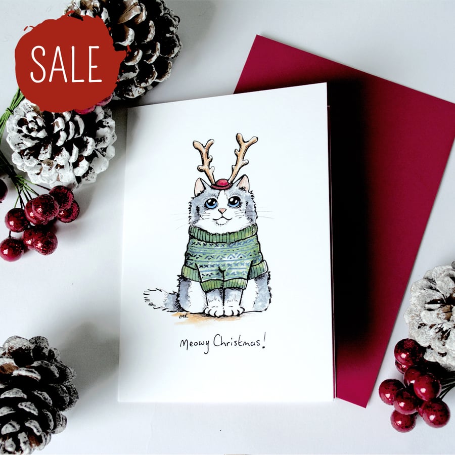 SALE - 4 Card Set - Meowy Christmas Cats - 2 Designs