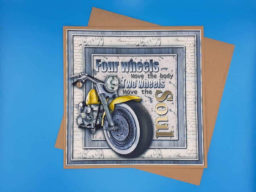 Decoupage Motorbike Birthday Card 