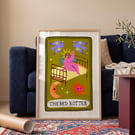 Bed Rotter Tarot Card Print, Funny Bedroom Wall Decor