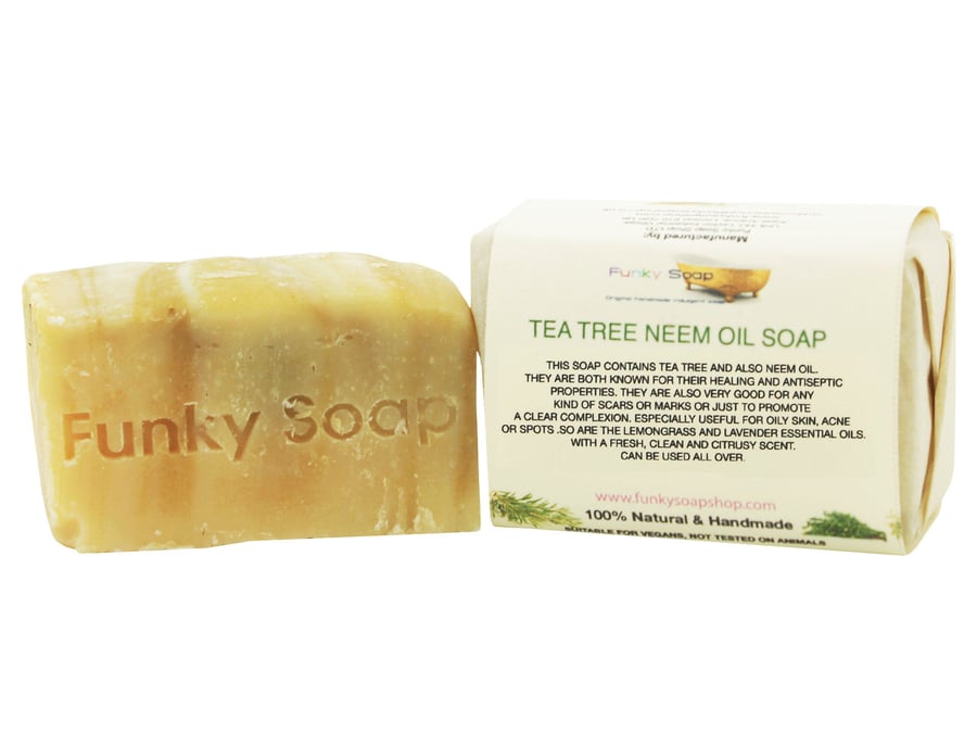 1 piece Tea Tree Neem Oil Soap, 100% Natural Handmade 120g