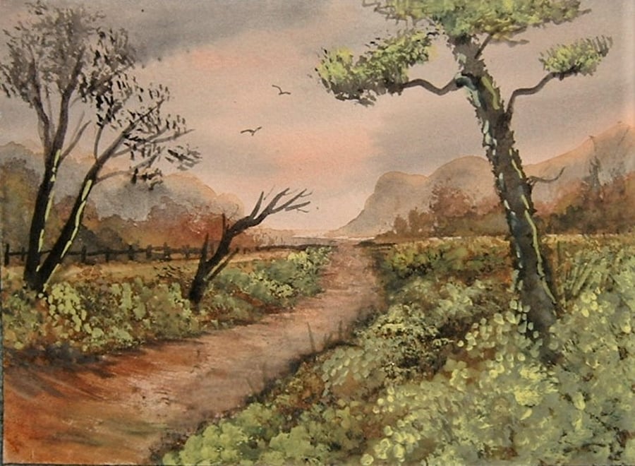 original art watercolour landscape painting ( ref F 523)