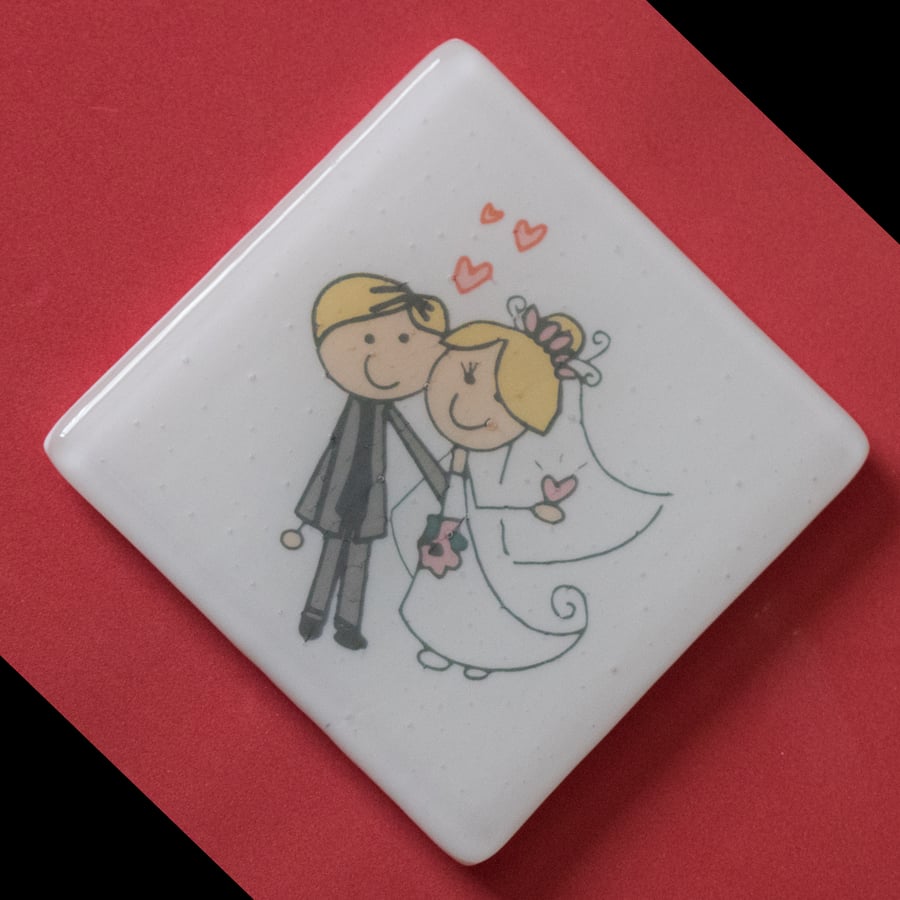 Ready for your Wedding - Fused Glass Coaster - 9165