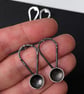 Oxidised silver spoon earrings with hammered detail - long stud silver earrings. - Image 1