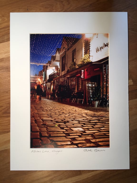 ASHTON LANE, GLASGOW signed mounted print