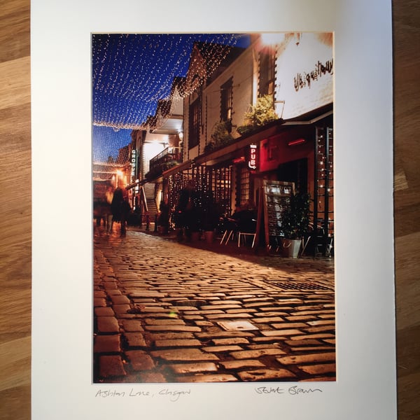 ASHTON LANE, GLASGOW signed mounted print