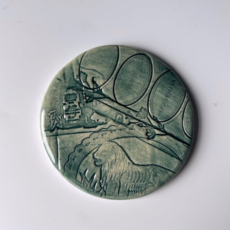 Textured Ceramic Plaque: Lion and Wedgewood