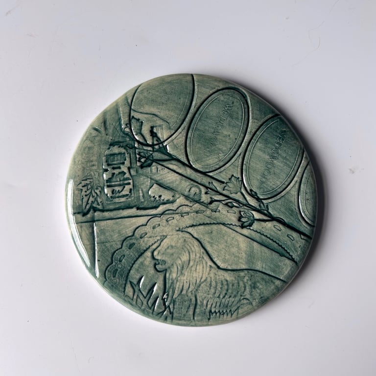 Textured Ceramic Plaque: Lion and Wedgewood