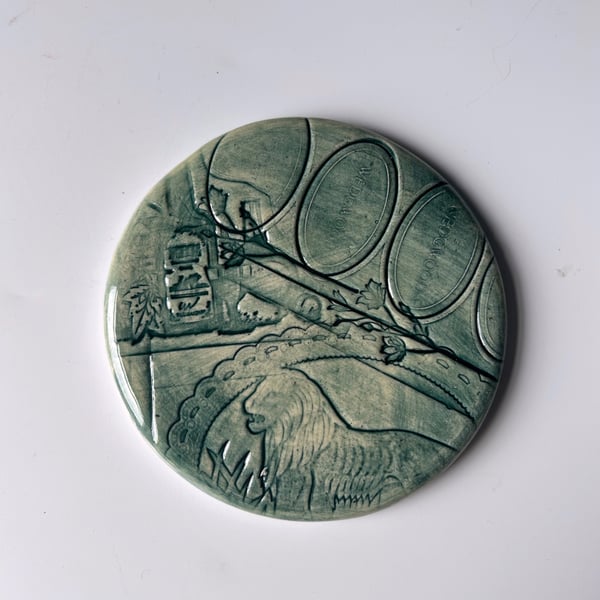 Textured Ceramic Plaque: Lion and Wedgewood
