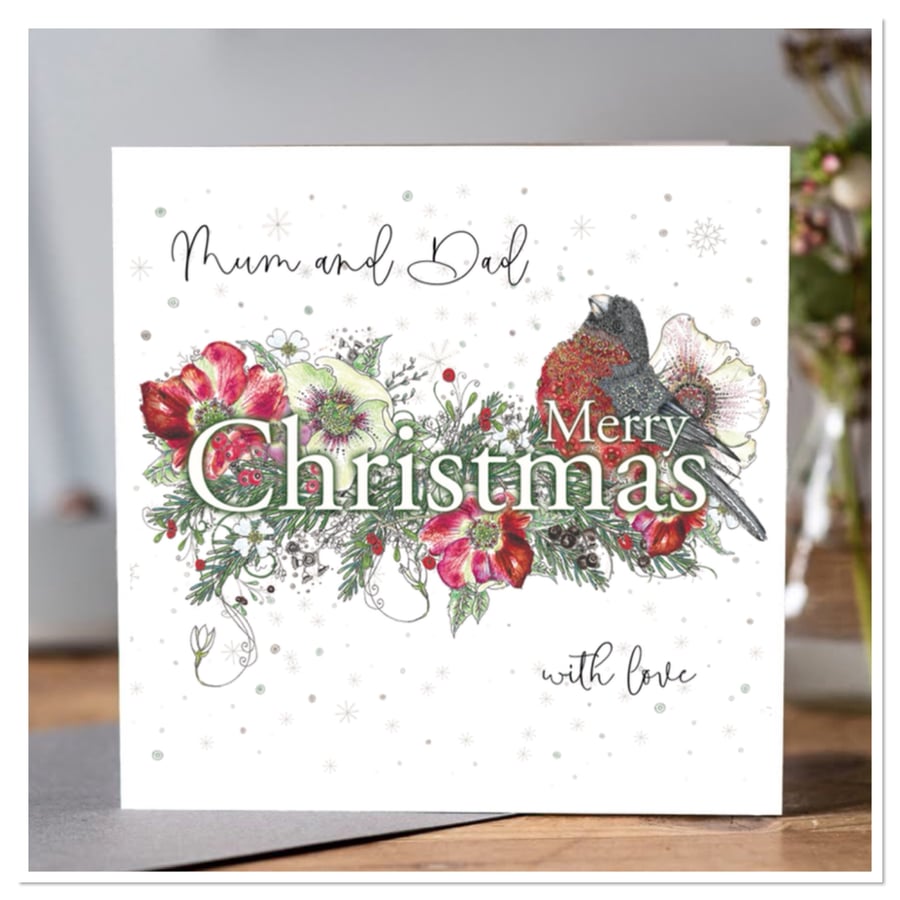 ‘Mum and Dad’ Merry Christmas with love Greeting card 