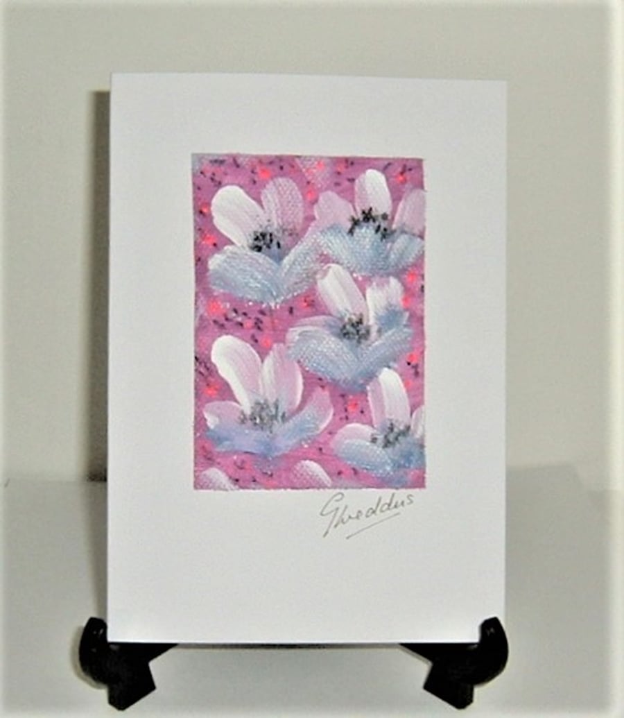 hand painted acrcylic art greetings card (ref F 569)
