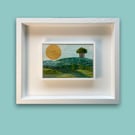Original Framed Mixed Media Painting Of Landscape With Trees - Early Morning