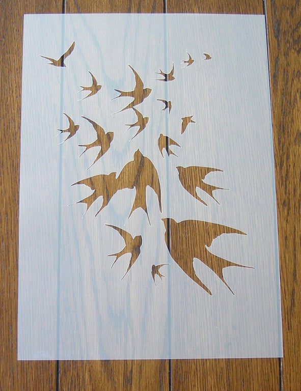 Birds in Flight Stencil Mask Reusable PP Sheet for Arts & Crafts