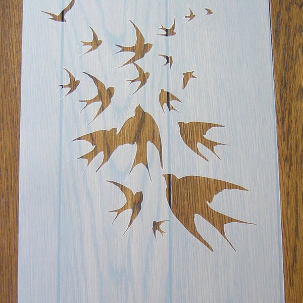 Birds in Flight Stencil Mask Reusable PP Sheet for Arts & Crafts