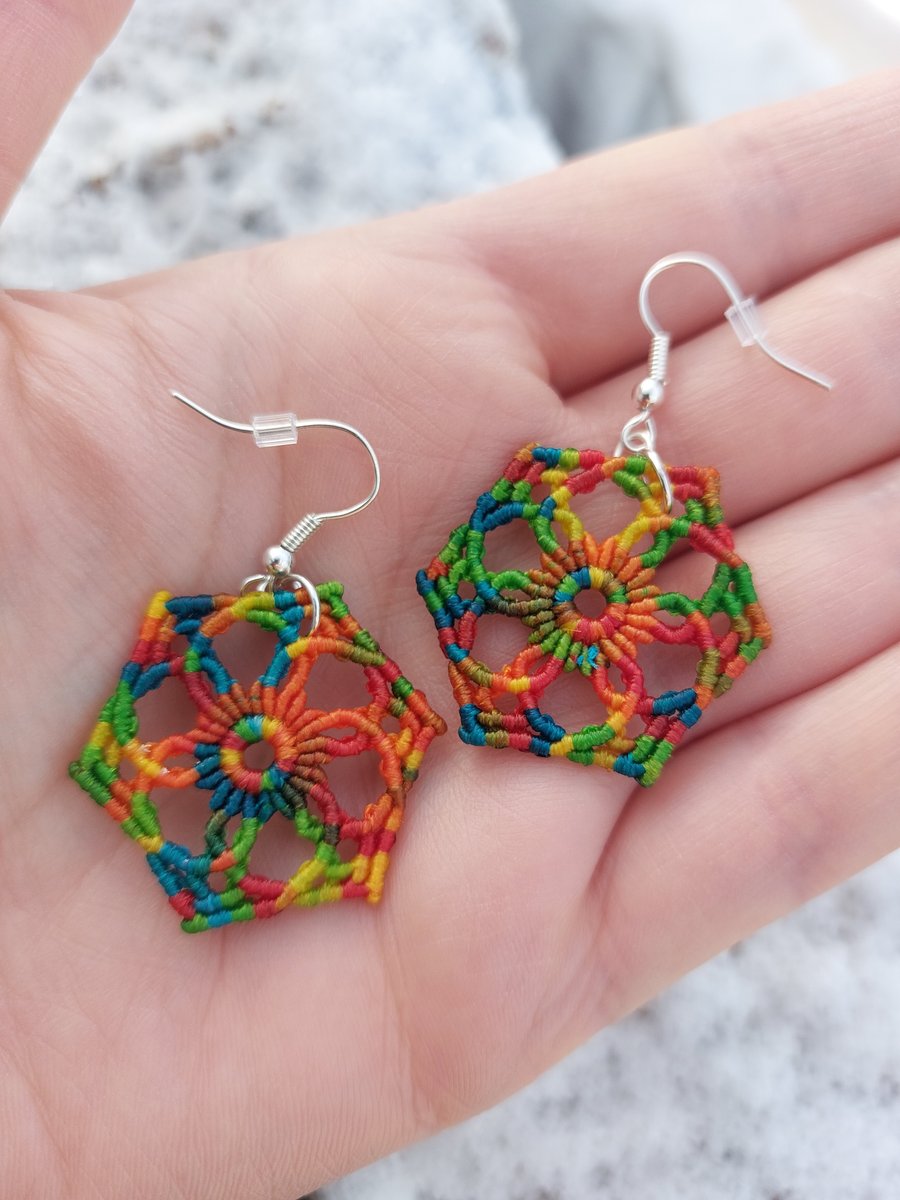 Rainbow Mandala Earrings 