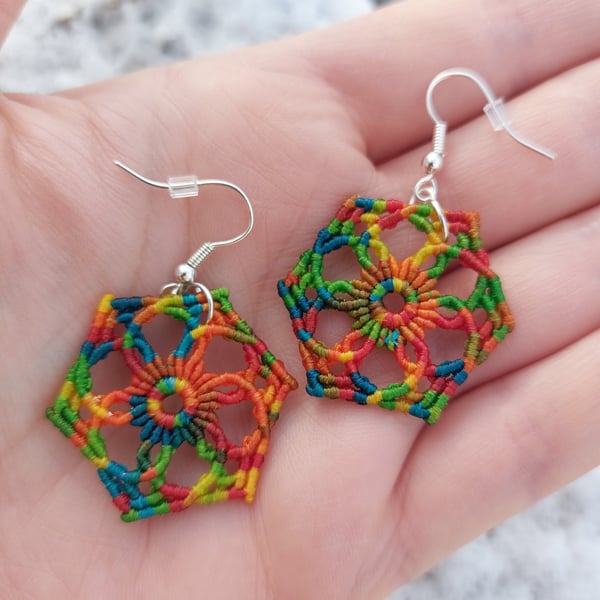 Rainbow Mandala Earrings 