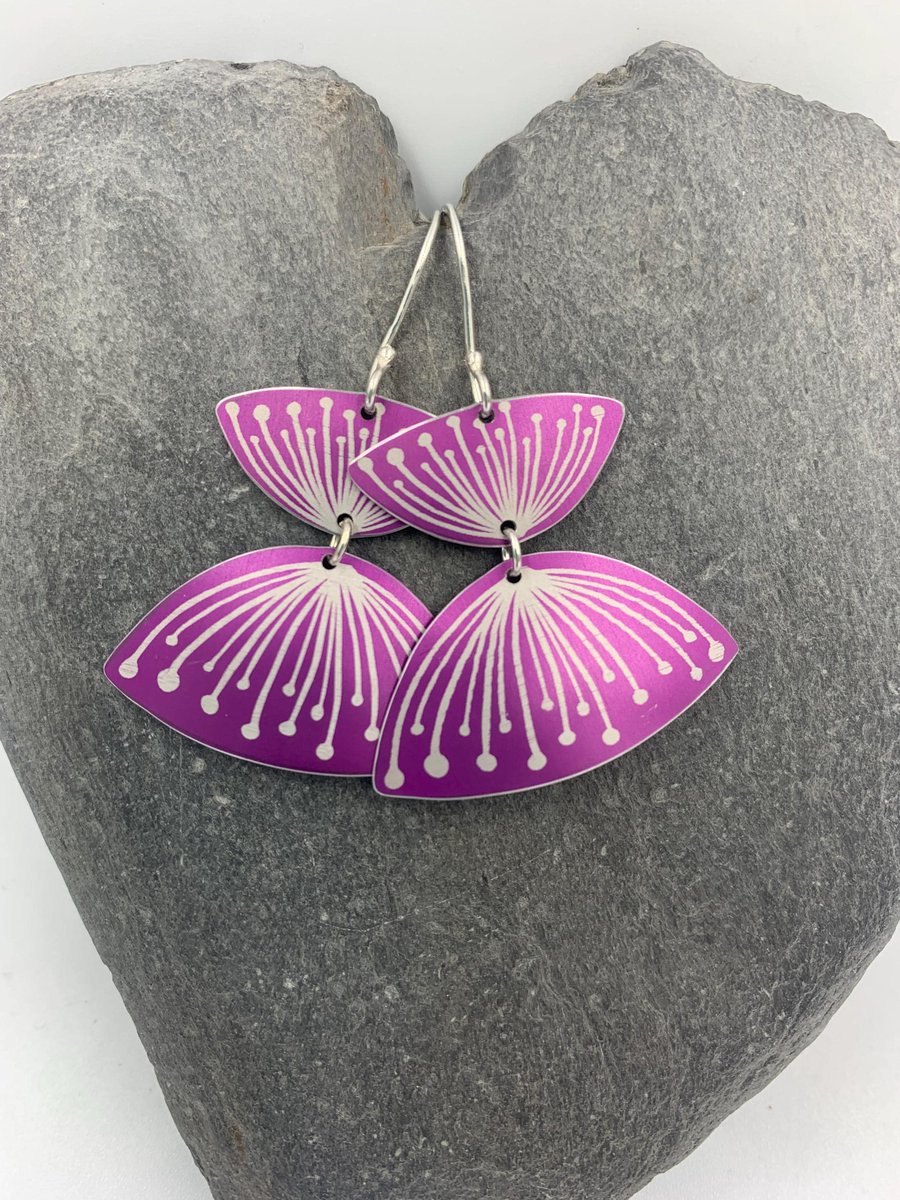 Pink aluminium seed head earrings