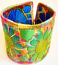 Cuff - Fabric Bracelet with Free Machine Embroidery 