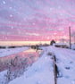 Nordelph Sunset Snow Norfolk Christmas Greeting Card A5