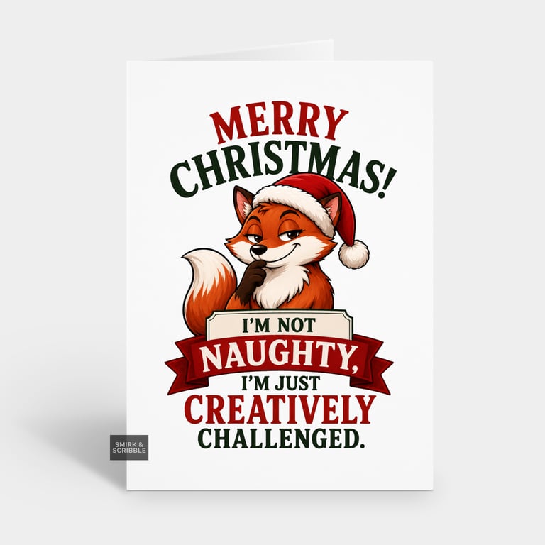 Funny Christmas Card For Him Or Her - Naughty Fox