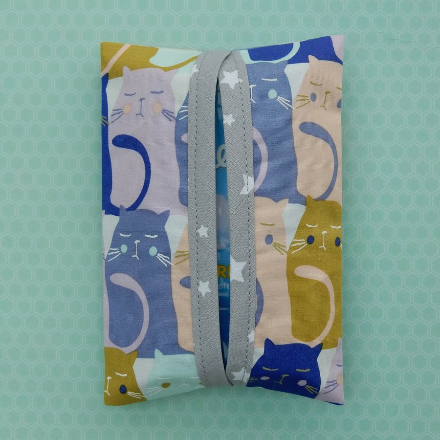 Pocket tissue holder pastel cats