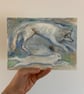 Wolf And Snowy Hare Painting