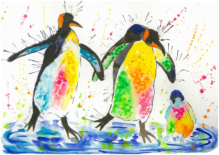 Penguin Family A4 Print 