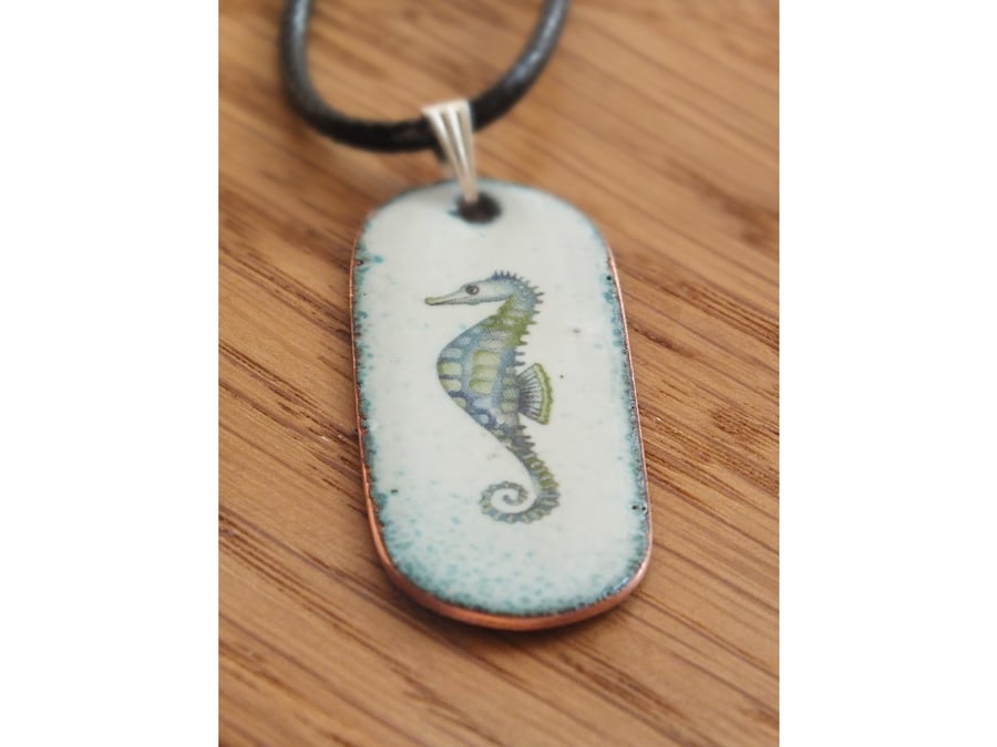 Enamelled Seahorse Pendant