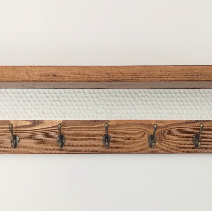 Solid Pine Coat Rack with Shelf, Carved Wood En... - Folksy