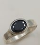 Molten Silver Black Diamond Ring – Oval Faceted Diamond, Rustic Artisan Design - - Image 8