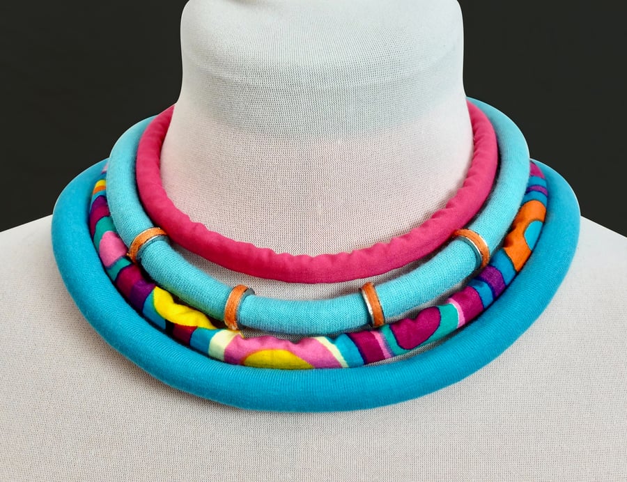 Bright Fabric Rope Statement Choker Necklace