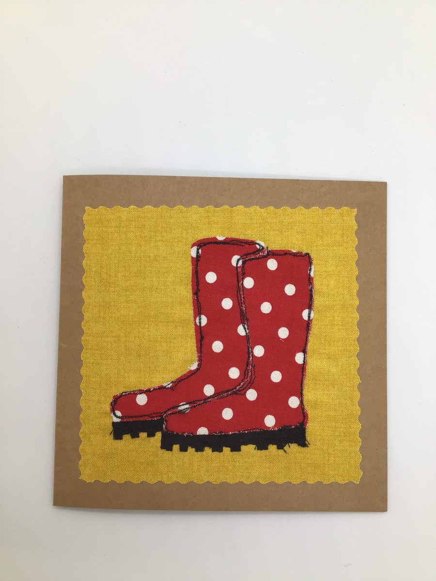 Handmade textile welly boot blank card