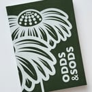 A6 HARDBACK NOTEBOOK - DARK GREEN ECHINACEA