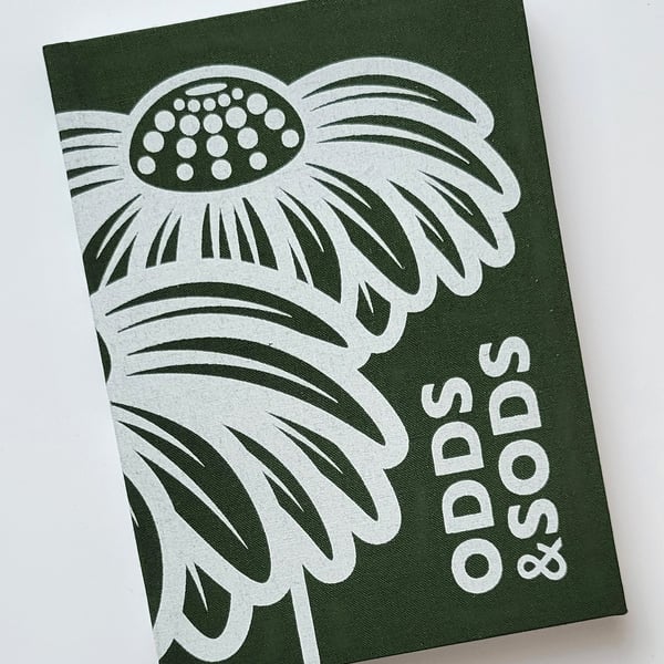 A6 HARDBACK NOTEBOOK - DARK GREEN ECHINACEA