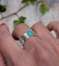 Sterling Silver Oval Patterned Amazonite Wide Band Ring - UK Size P - JBJ4036 - Image 2