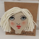 Linen embroidered lady brooch