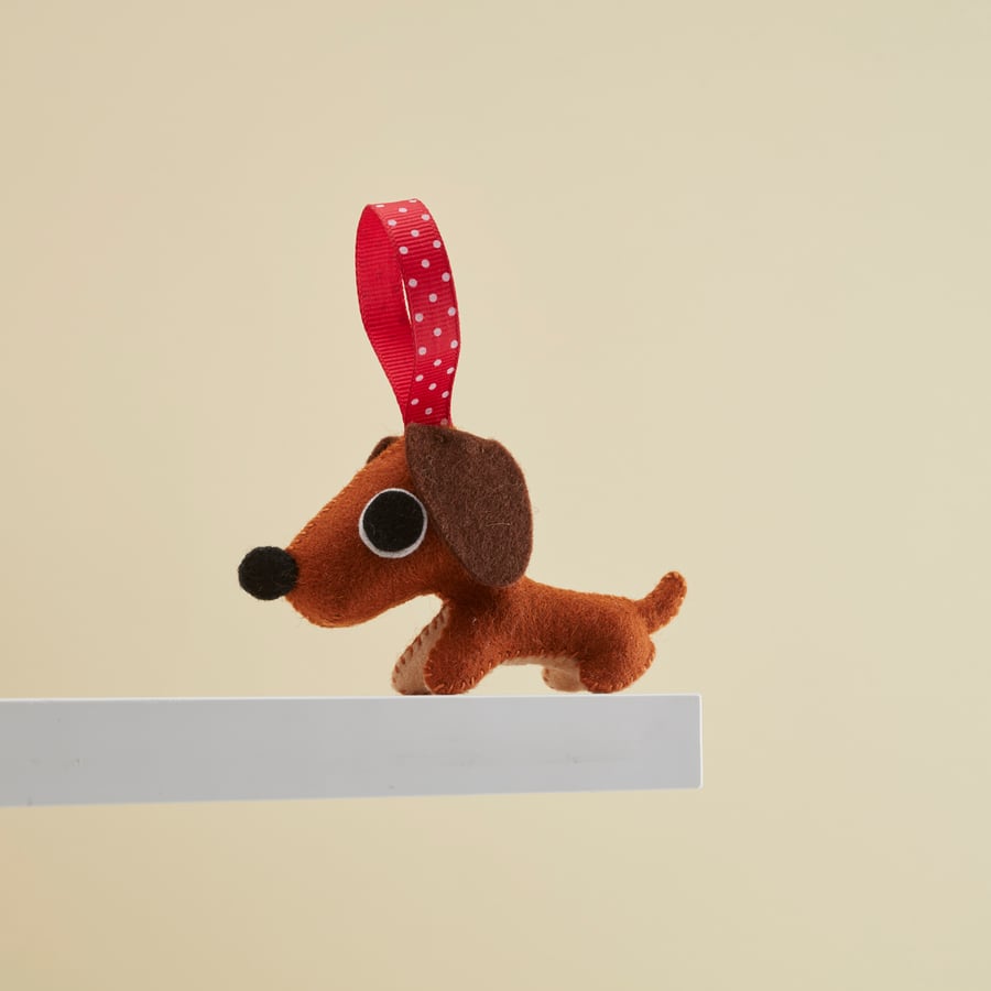 Miniture Dachshund Sausage Dog Hanging Ornament