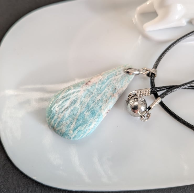 Handcrafted Stone Pendant with 44cm Rope Necklace - Folksy