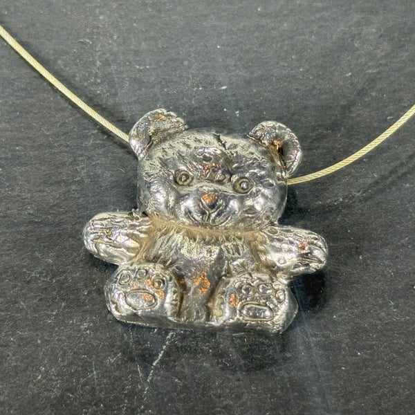 Silver Teddy Bear in PMC3 Silver