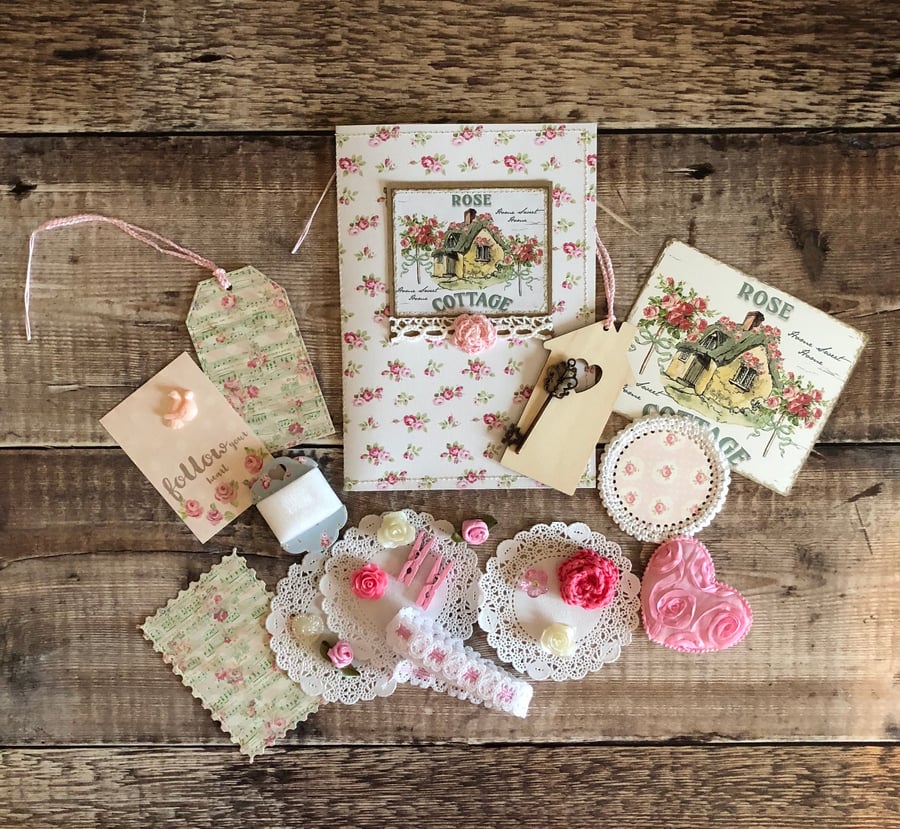 Cottage rose Inspiration kit for journals or card making 