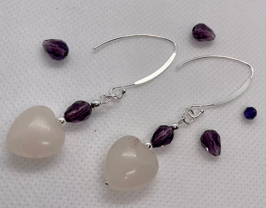 Romantic Rose Quartz Heart Earrings 